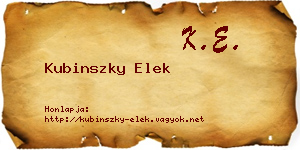 Kubinszky Elek névjegykártya